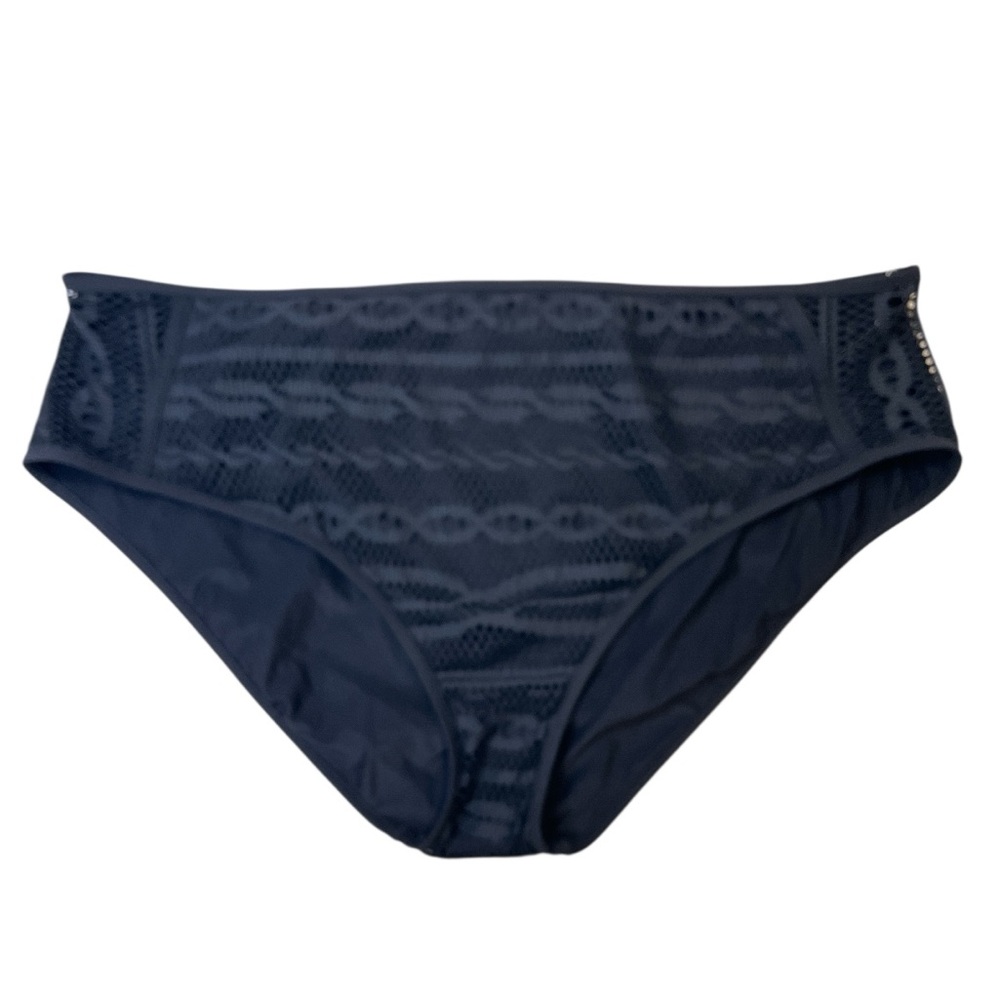 Becca by Rebecca Virtue Crochet Bikini Bottoms, Moderate Coverage, Black, Sz XXL